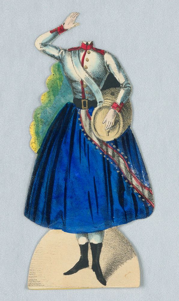 Jenny Lind Paper Doll Costume, Marie from the opera "Die Tochter des Regiments" (The Daughter of the Regiment)