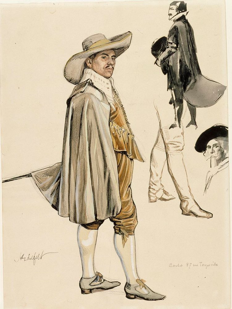 Pukukuvia: 1600-luvun hovimies, sotilas, miehen pää ja jalat by Albert Edelfelt