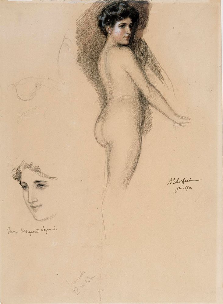 Mme marguerite legrand, polvikuva ja kasvot, 1901 by Albert Edelfelt