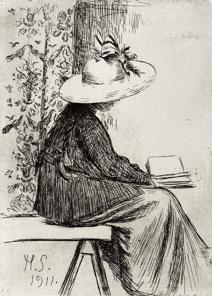 Lukeva nainen, 1911 by Hugo Simberg