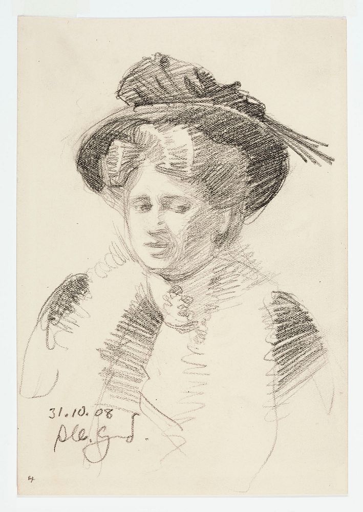 Bust of a woman in a hat, study for portrait, 1908