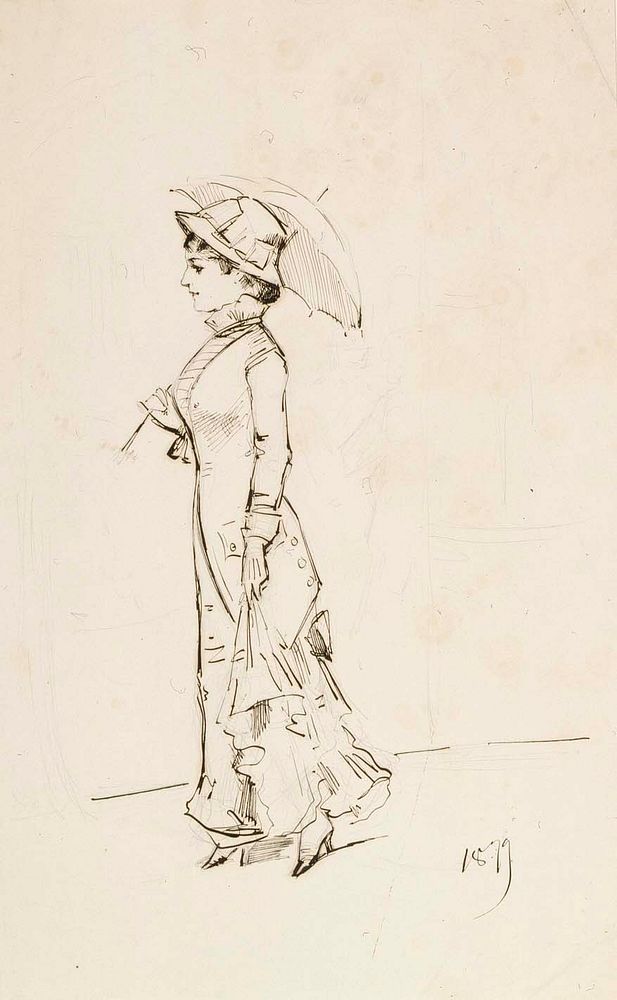 Nainen ja päivänvarjo, 1879 by Albert Edelfelt