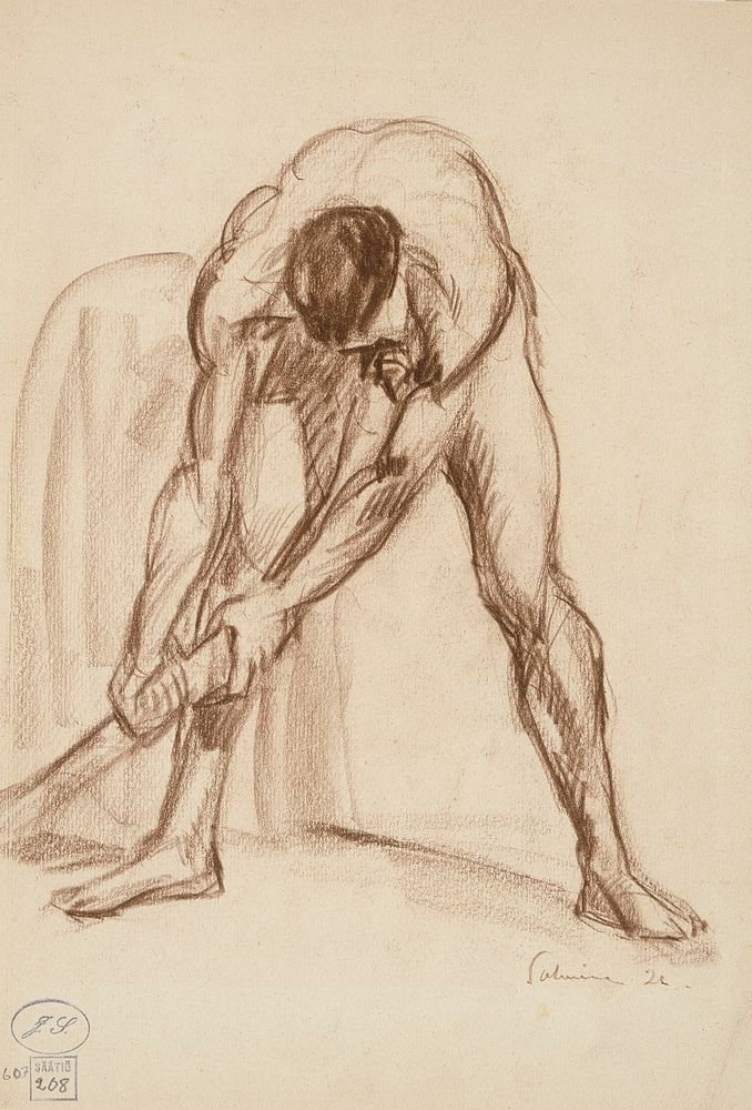 Nude man stooping, 1926