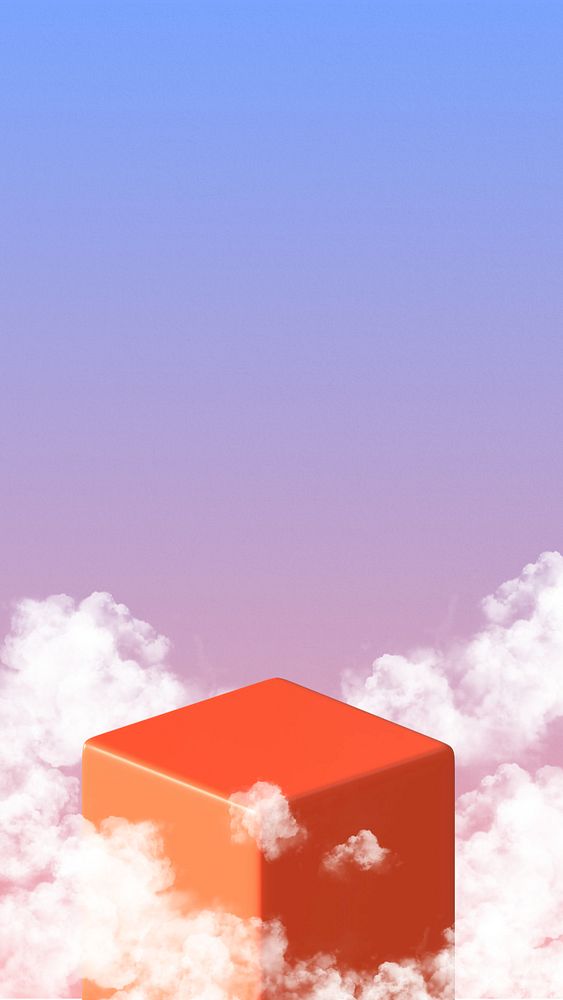 3D product backdrop mobile wallpaper, cloudy sky 