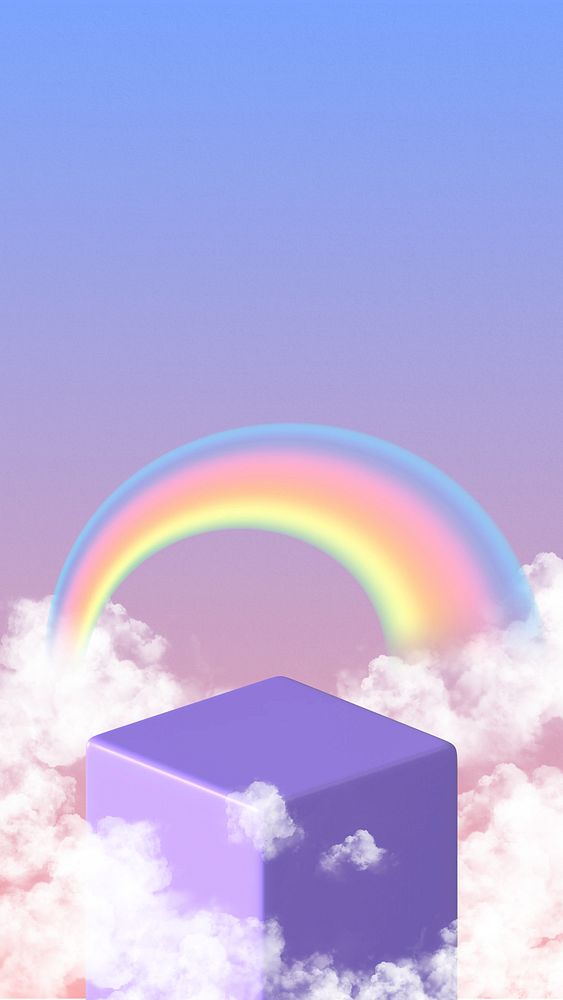 3D product backdrop iPhone wallpaper, rainbow pastel design