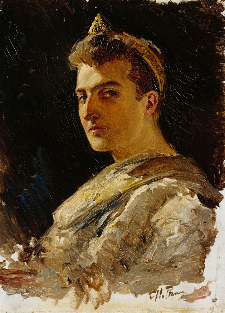 Man wearing a historical costume with tiara, Ilja Repin
