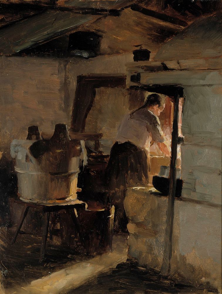 Lieden ääressä, 1884, by Albert Edelfelt