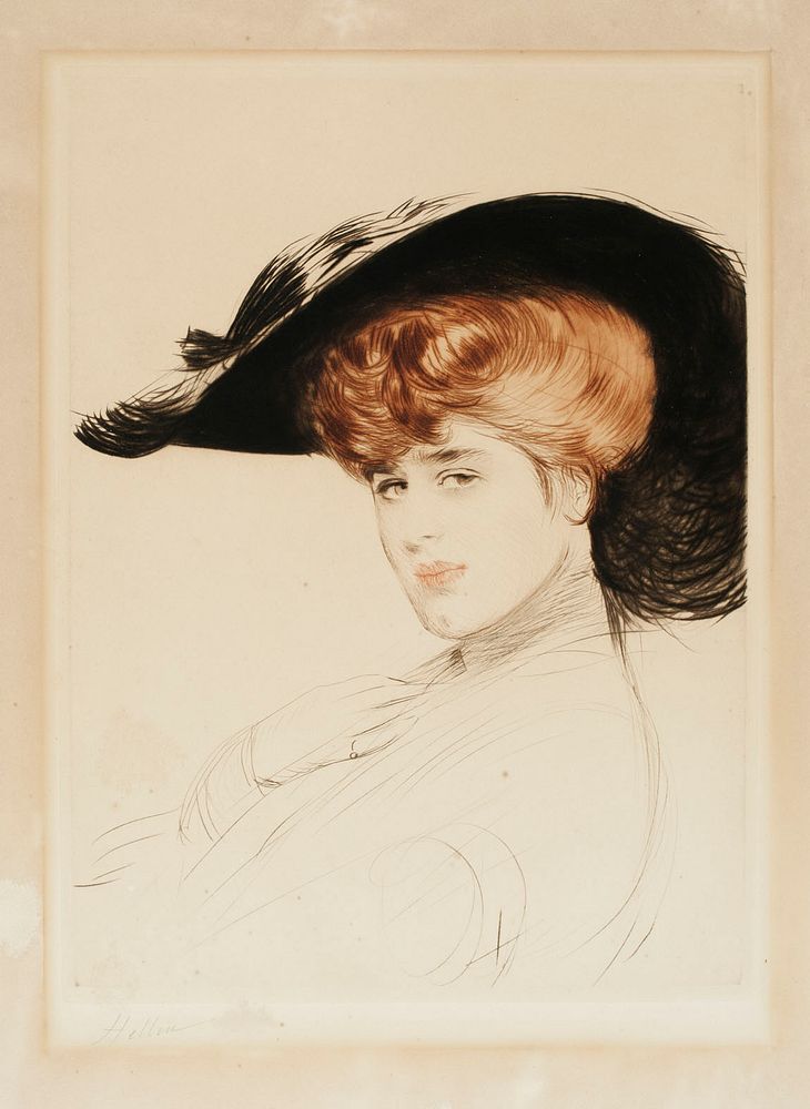 Elegantti hattup&auml;inen nainen, 1900, Paulc&eacute;sar Helleu