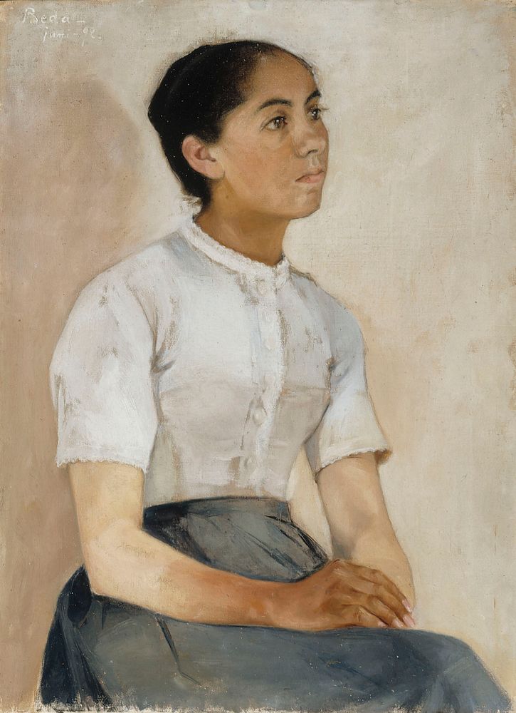 Girl sitting, 1892, Beda Stjernschantz, Beda Stjernschantz