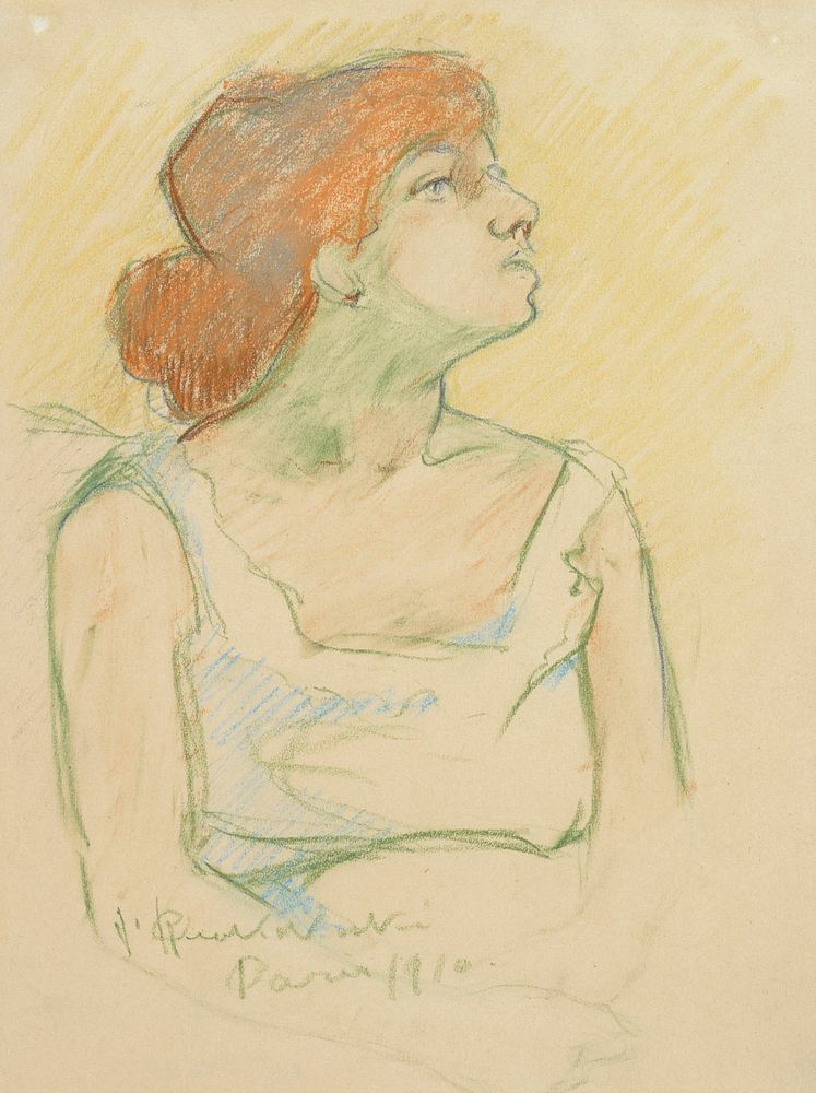 Red haired parisian girl, 1910, Jalmari Ruokokoski