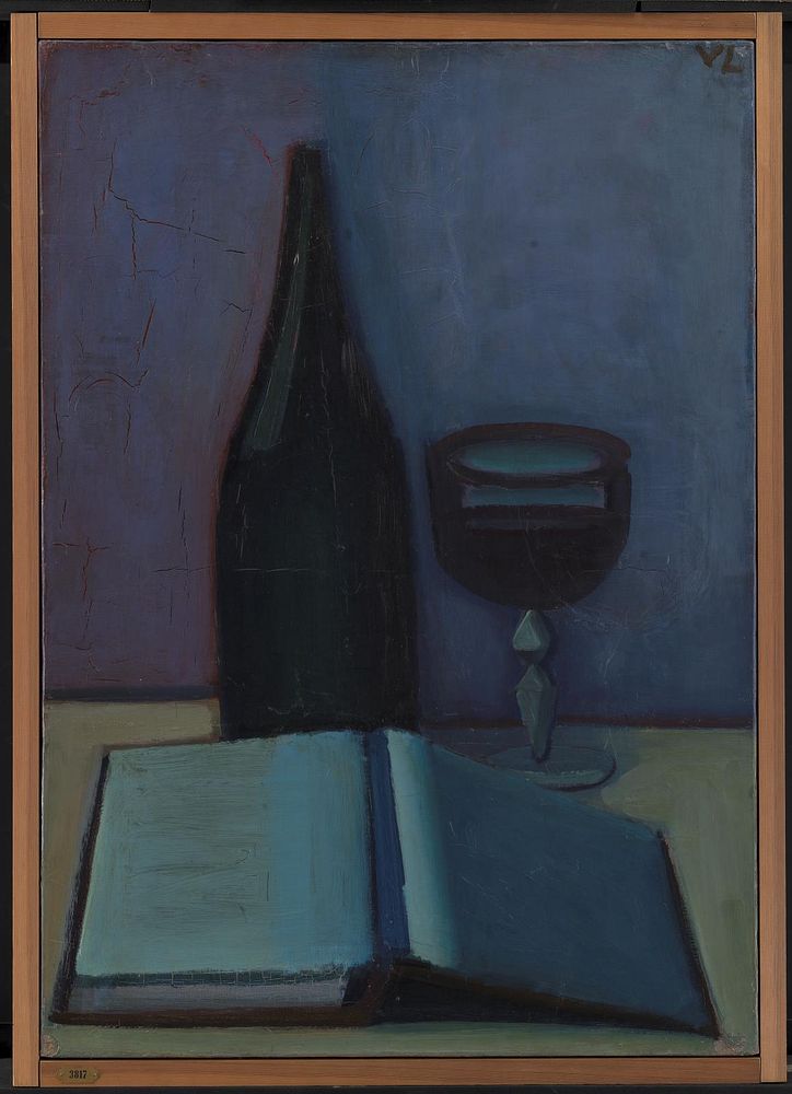 Still Life with a Book, a Glass and a Bottle by Vilhelm Lundstrøm