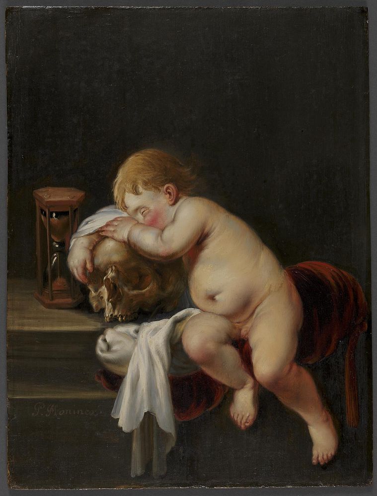 Boy sleeping on a Skull by Pieter Moninckx