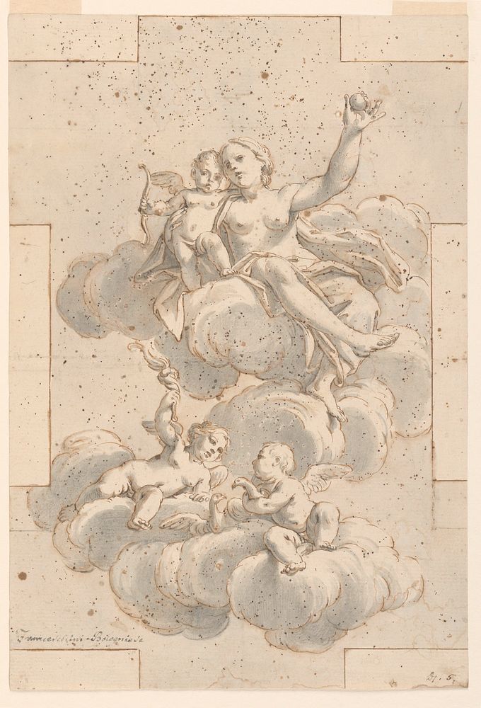 Design for a Ceiling Painting, Venus, Cupid, and Putti, Marc Antonio Franceschini