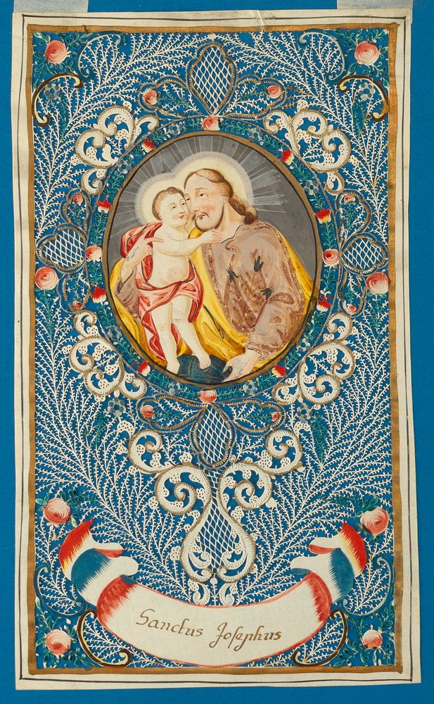 Cut-Paper Devotional Picture: Saint Joseph with the Christ Child