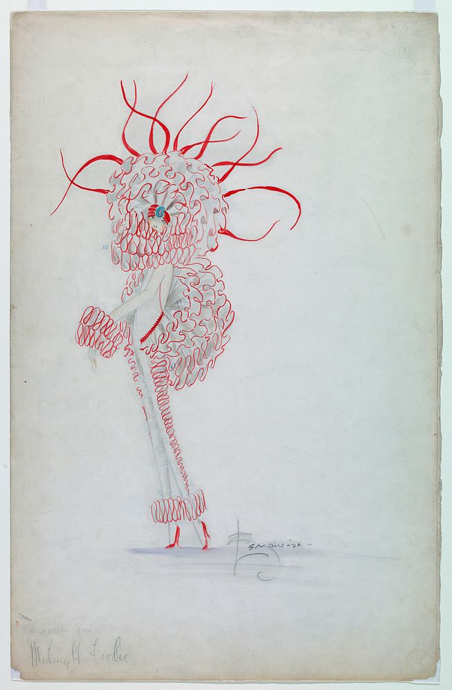 Costume Design: Carnation Girls, Midnight Frolic, for Ziegfeld Follies, Charles Lemaire