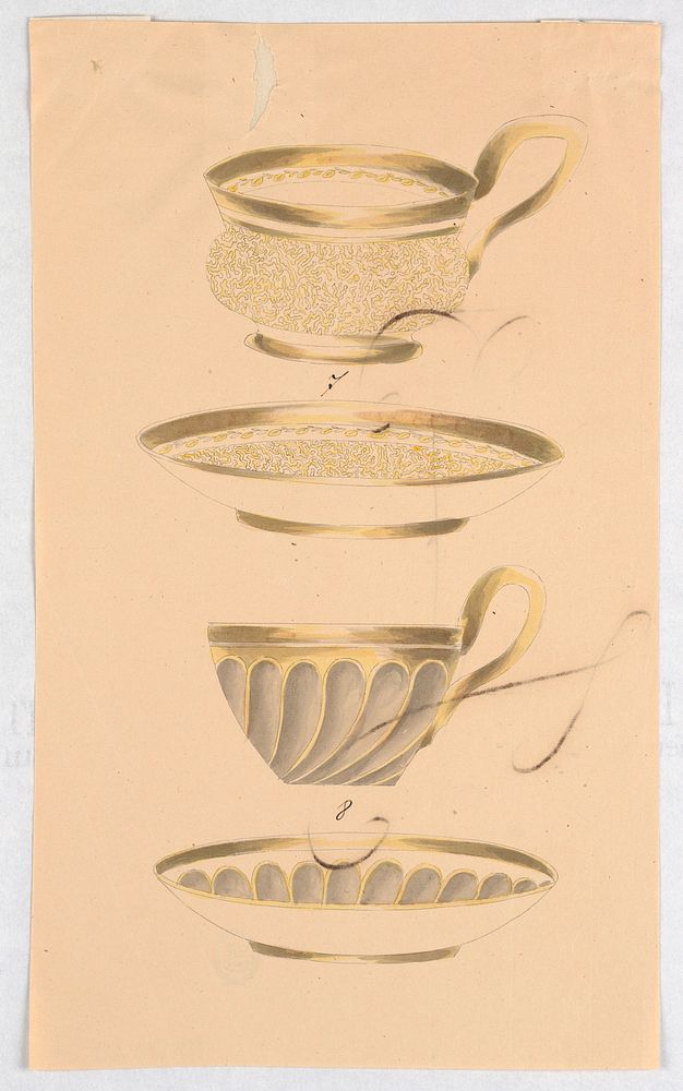 Sample Sheet, Two Designs for Cups and Saucers