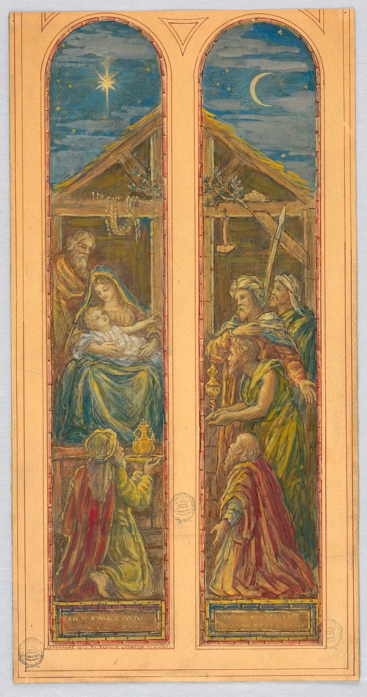 Adoration of the Magi (Design for Stained Glass Window), Francis Augustus Lathrop