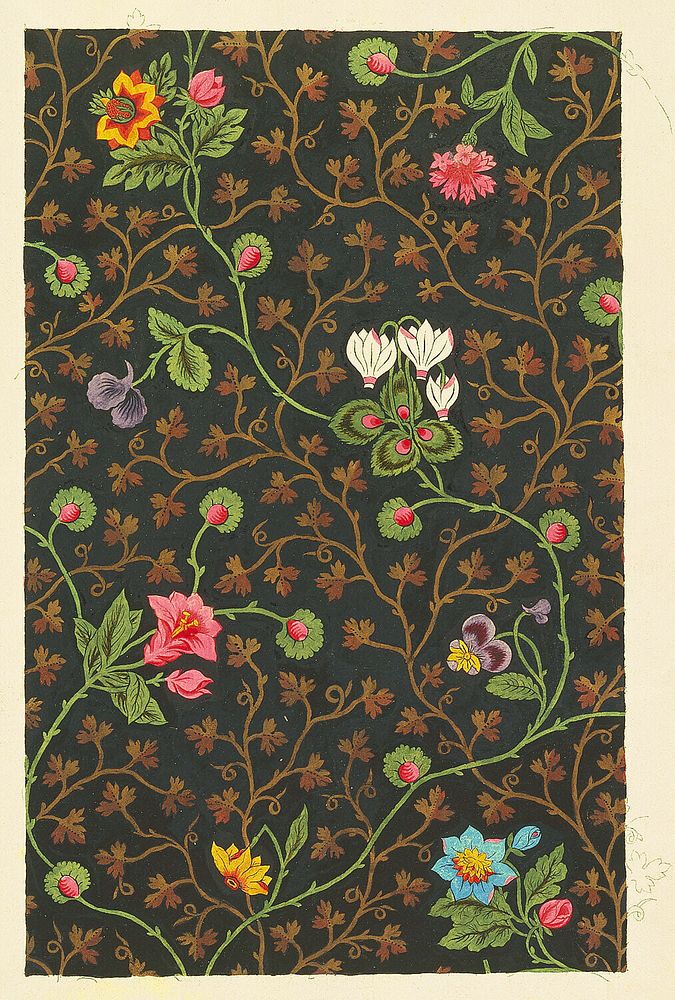 Floral design for printed textiles, Jean Dubois