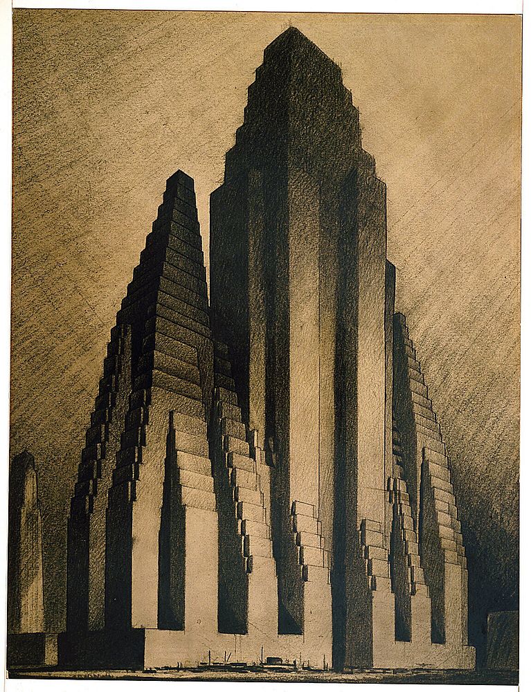 Study for Maximum Mass Permitted by the 1916 New York Zoning Law, Stage 3, Hugh Ferriss