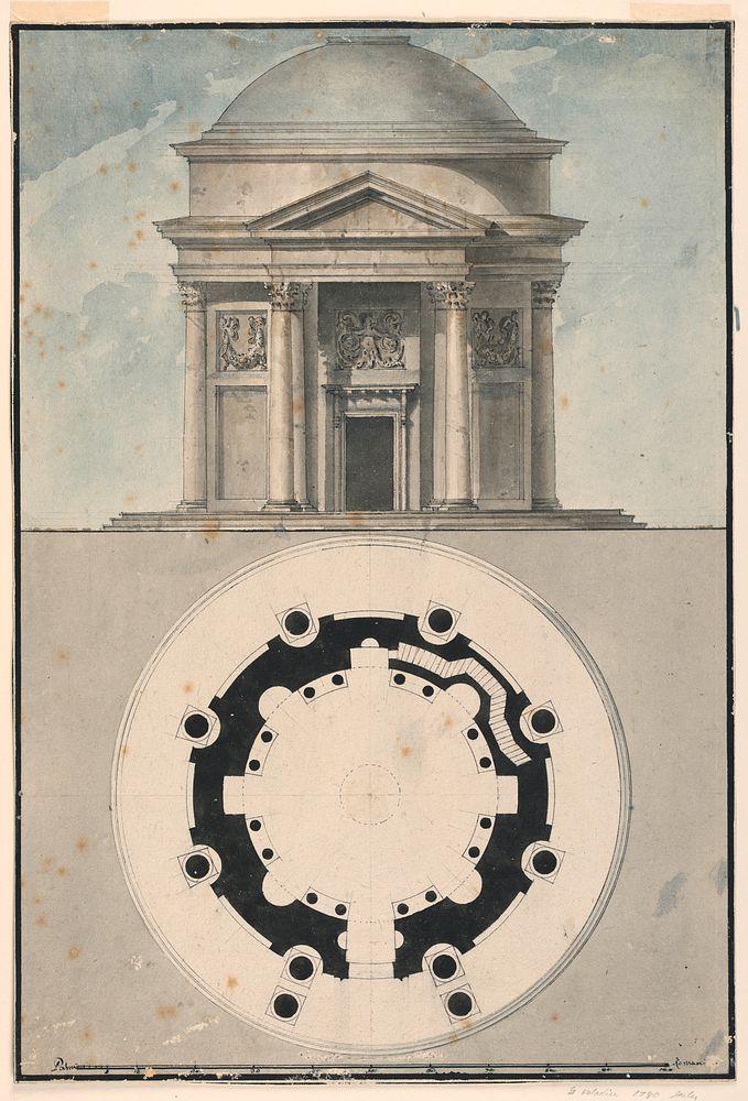 Design for a Domed Classical Temple with Portico