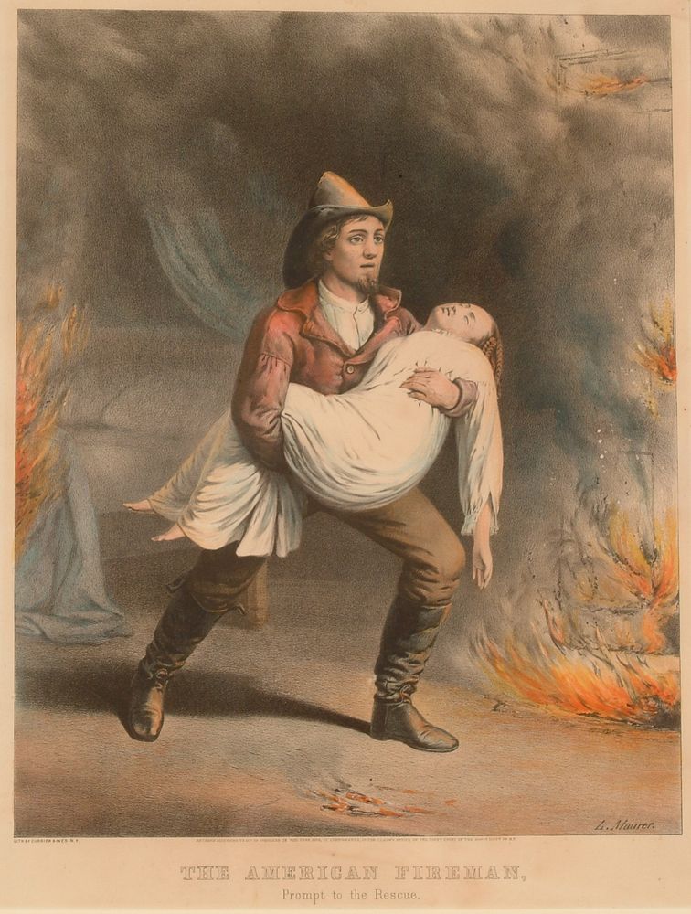 Lithograph, "The American Fireman Series - Prompt to the Rescue", Smithsonian National Museum of African Art