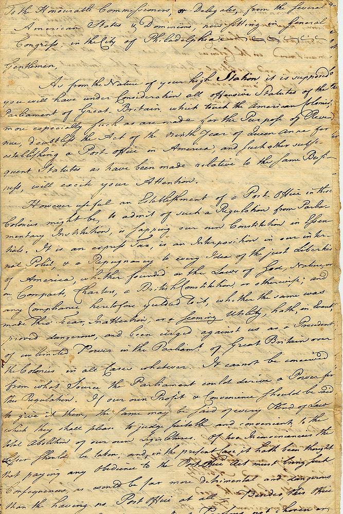 William Goddard's petition to the Continental Congress