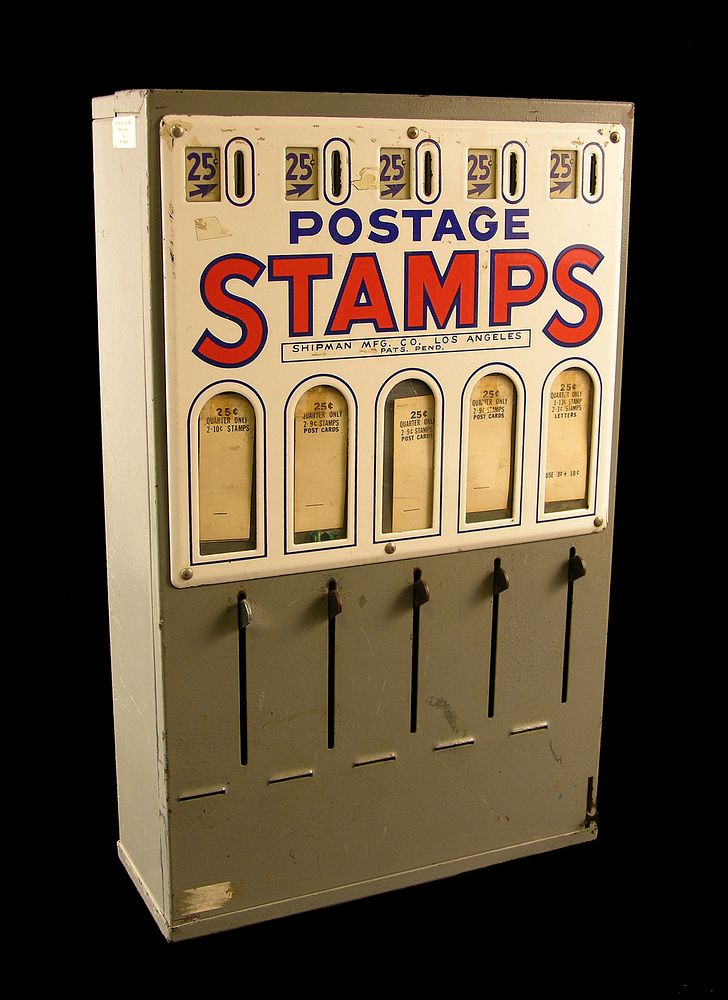 Five-slot postage stamp vending machine