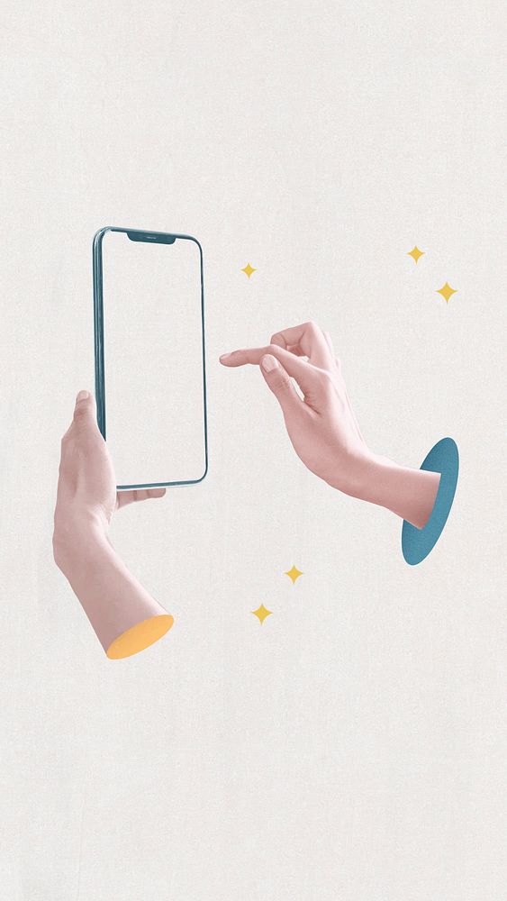 Social media addiction phone wallpaper, hands using smartphone
