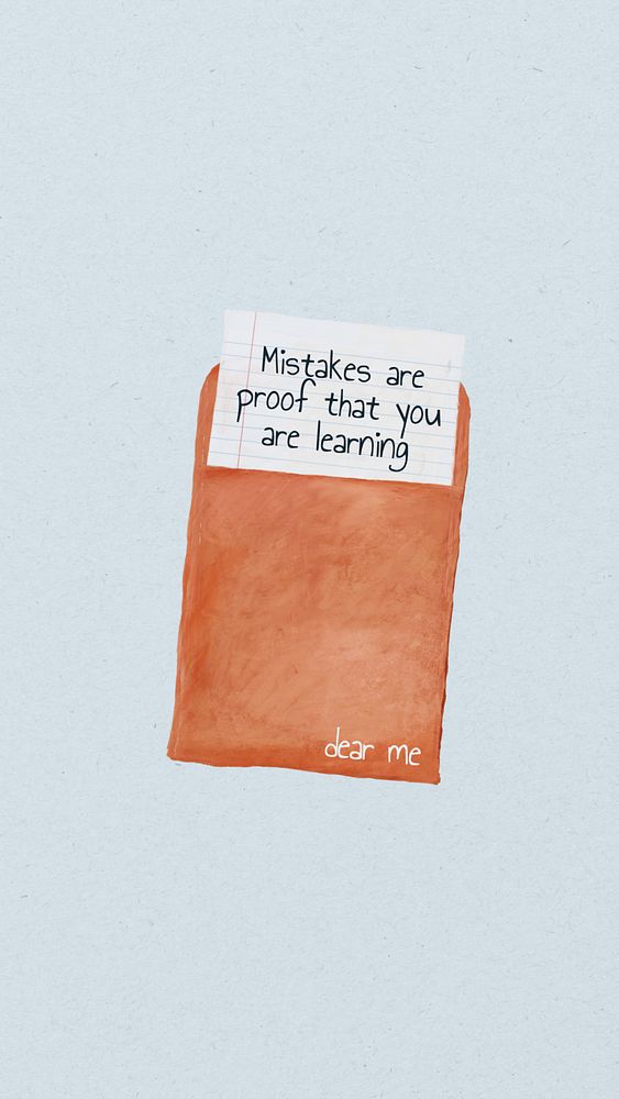 Motivational quote phone wallpaper, orange envelope illustration