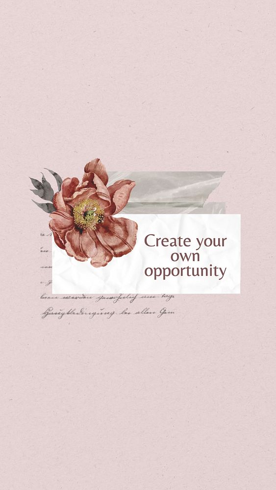 Opportunity quote iPhone wallpaper, flower remix illustration