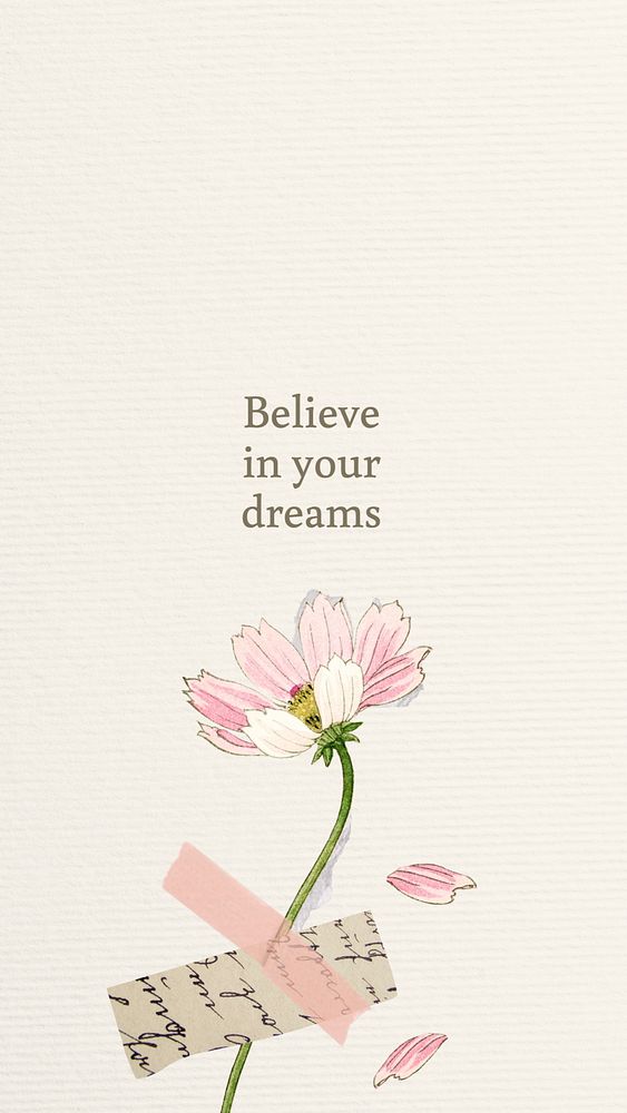 Inspirational quote iPhone wallpaper, pink cosmos remix illustration