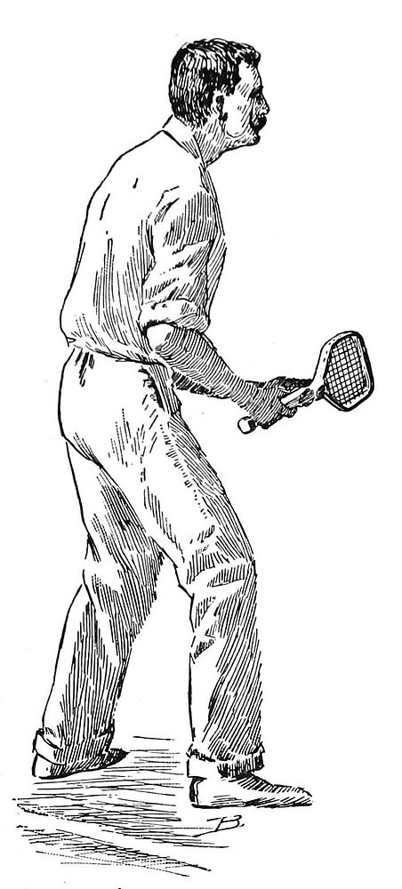 A tennis player from an 1899 magazine illustration