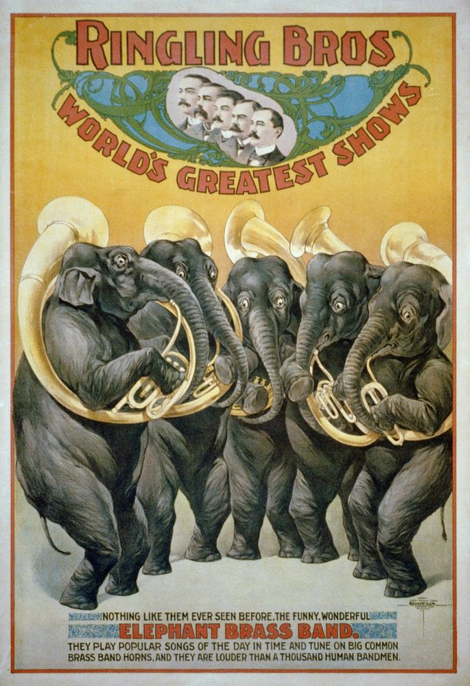 Title: Ringling Bros. World's Greatest Shows ... the Funny, Wonderful Elephant Brass Band ... Abstract/medium: 1 print…