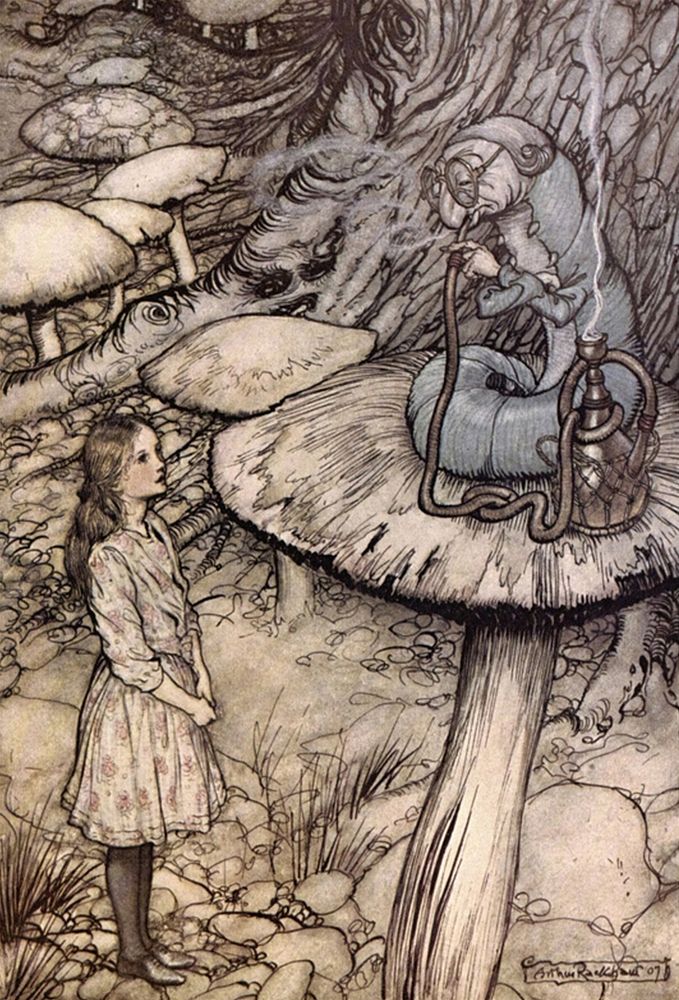 Advice from a Caterpillar from Alice's adventures in Wonderland (1916) by Arthur Rackham