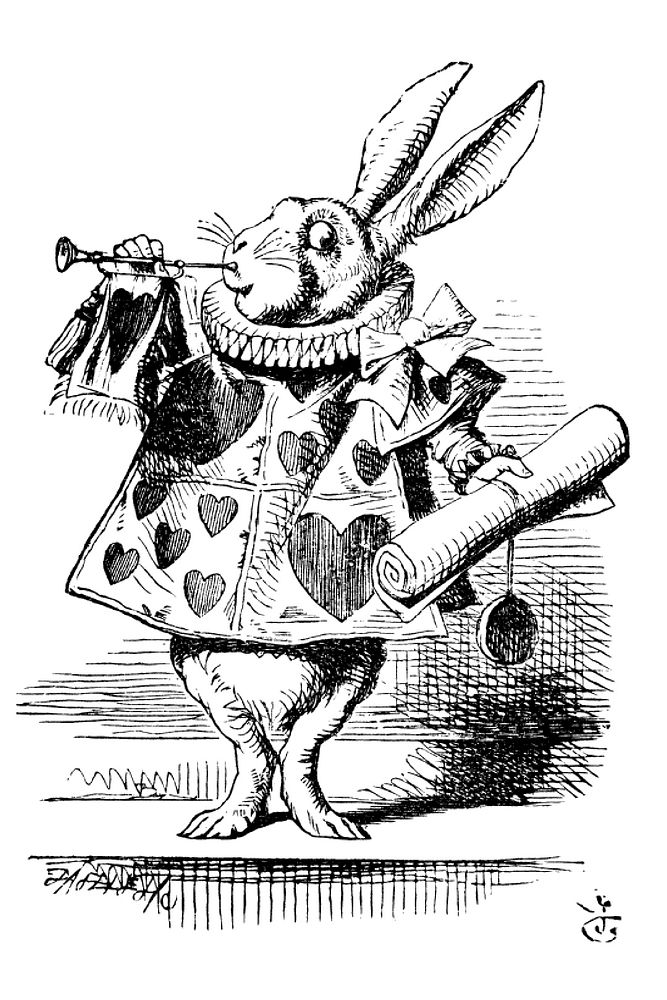 The White Rabbit, a character from  Alice's Adventures in Wonderland (1865) by John Tenniel