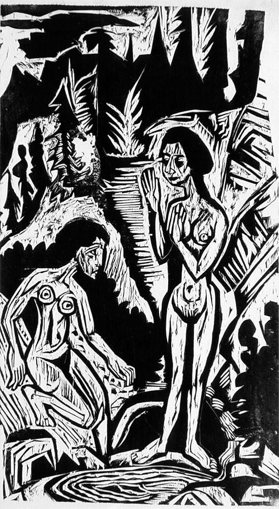 Bathers in Rocks (Badende in Felsen) by Ernst Ludwig Kirchner