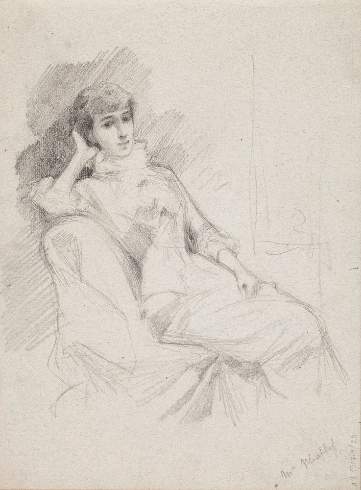 Rouva v. i. mjatlevan muotokuvaluonnos, 1880 - 1900part of a sketchbook
