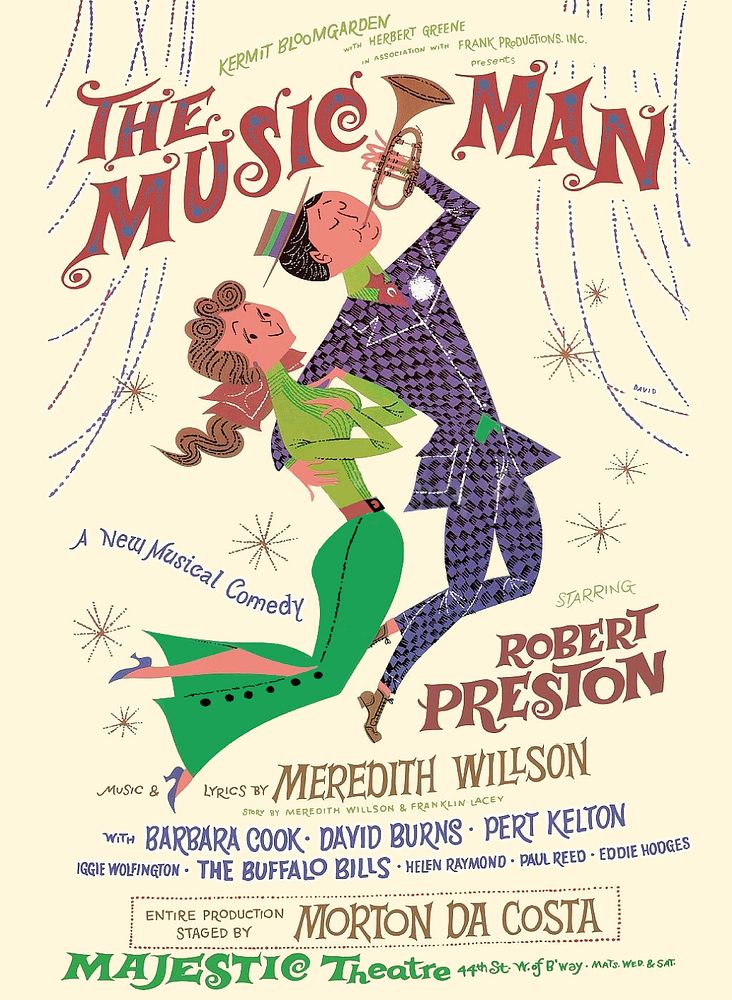 1957 poster for w:The Music Man by David Klein.