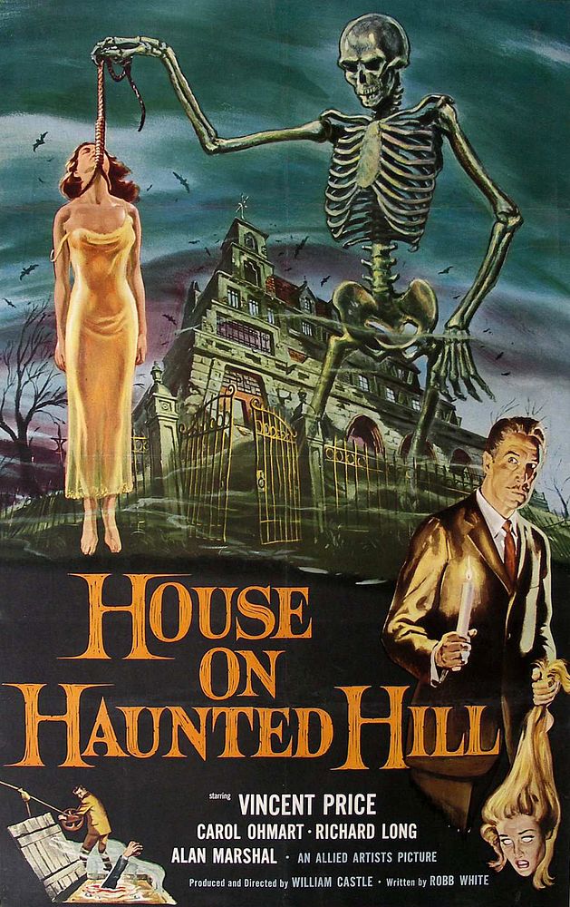 Advertising poster for the film House on Haunted Hill (1958) by Reynold Brown.