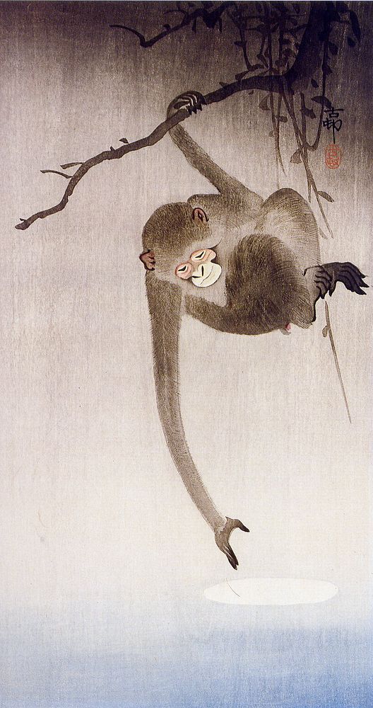 Ohara Koson: Monkey catching reflection of the Moon, 1927.