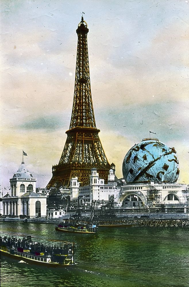 Original descripton: Paris Exposition: Eiffel Tower and Celestial Globe, Paris, France, 1900. Eiffel Tower and Celestial…