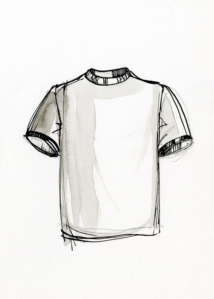 Drawing of the Thesaurus concept : 't-shirt'. Popular name for pullover shirts with short sleeves and a round or V-shaped…