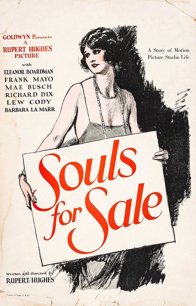 Movie poster for the American film Souls for Sale (1923).