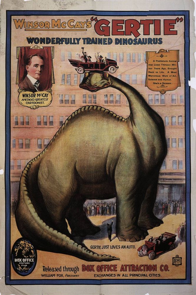Advertising poster for Winsor McCay's film Gertie the Dinosaur