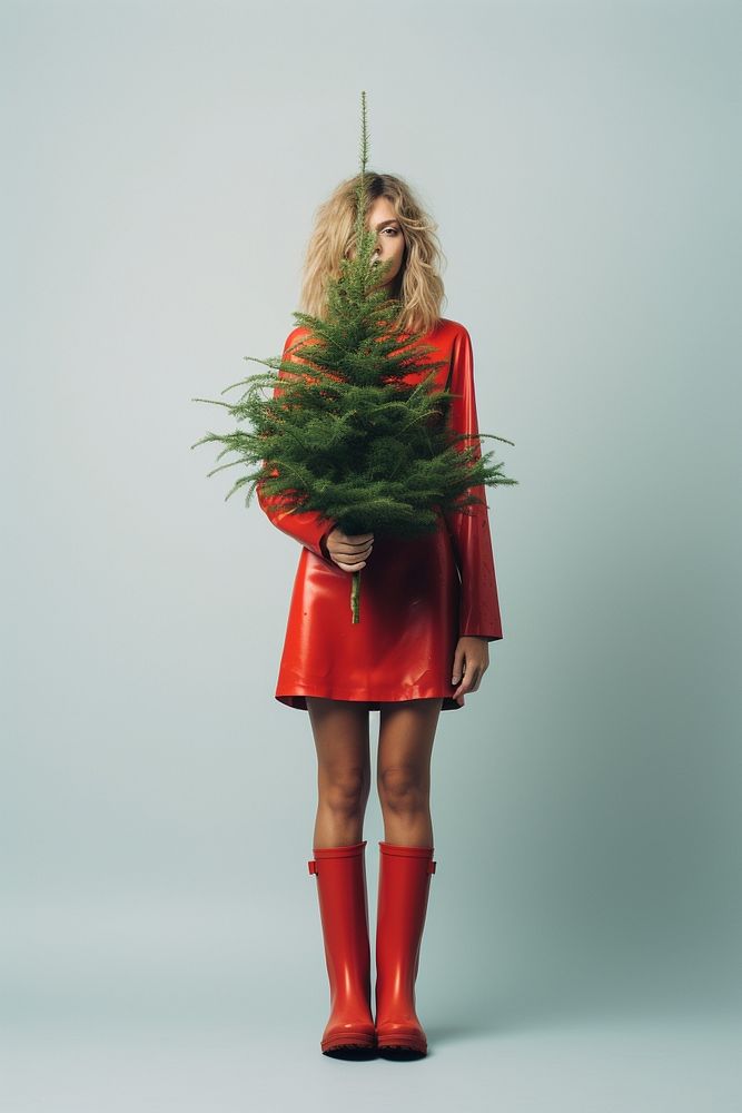 Holding a christmas tree adult plant woman. AI generated Image by rawpixel.