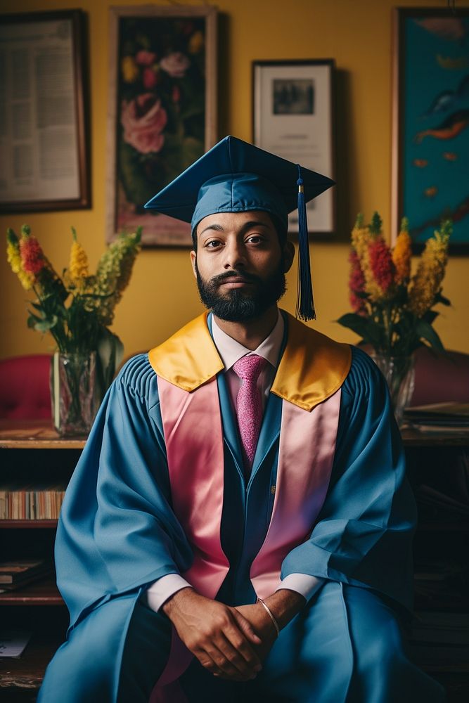 South asian man graduating graduation student adult. AI generated Image by rawpixel.