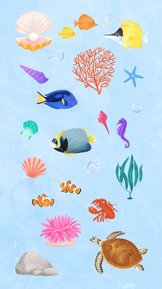 Colorful marine life remix set