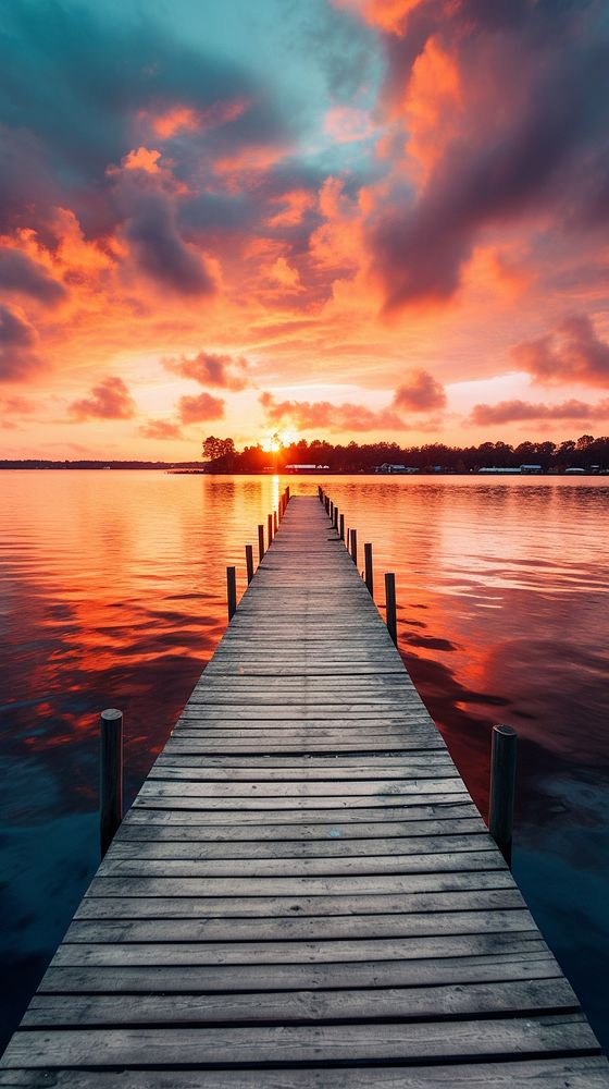 Dock outdoors horizon sunset. AI generated Image by rawpixel.