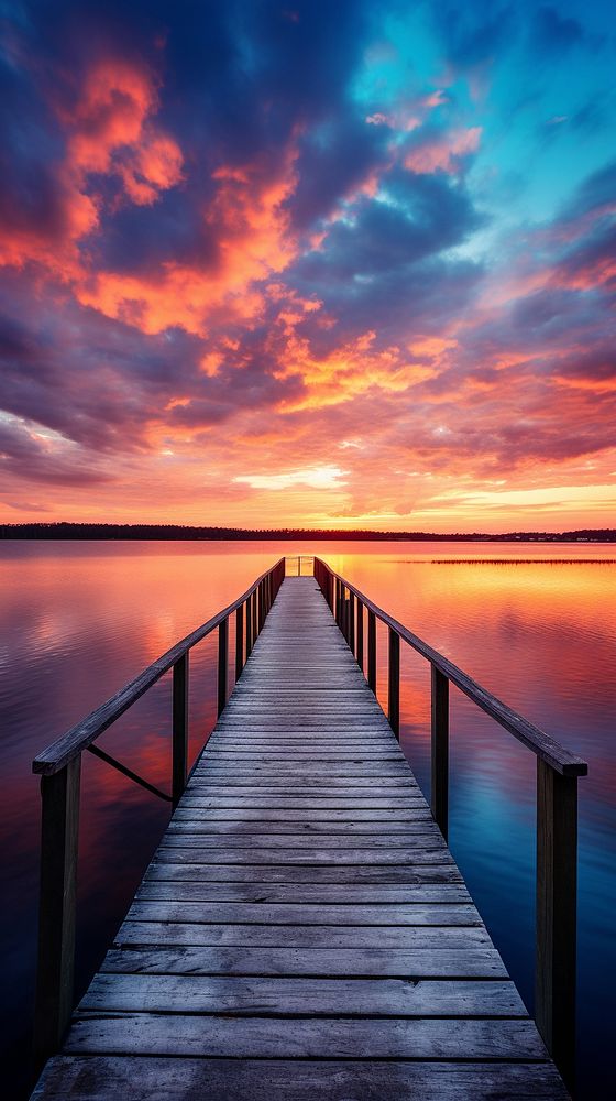 Dock sunset outdoors horizon. AI generated Image by rawpixel.