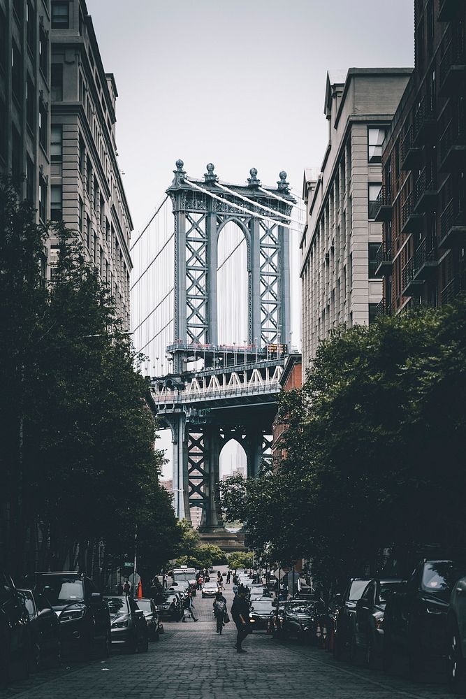 Manhattan bridge view in New York, free public domain CC0 photo.